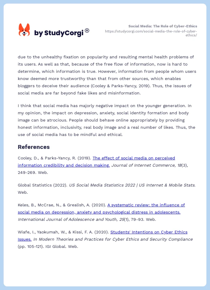 Social Media: The Role of Cyber-Ethics. Page 2