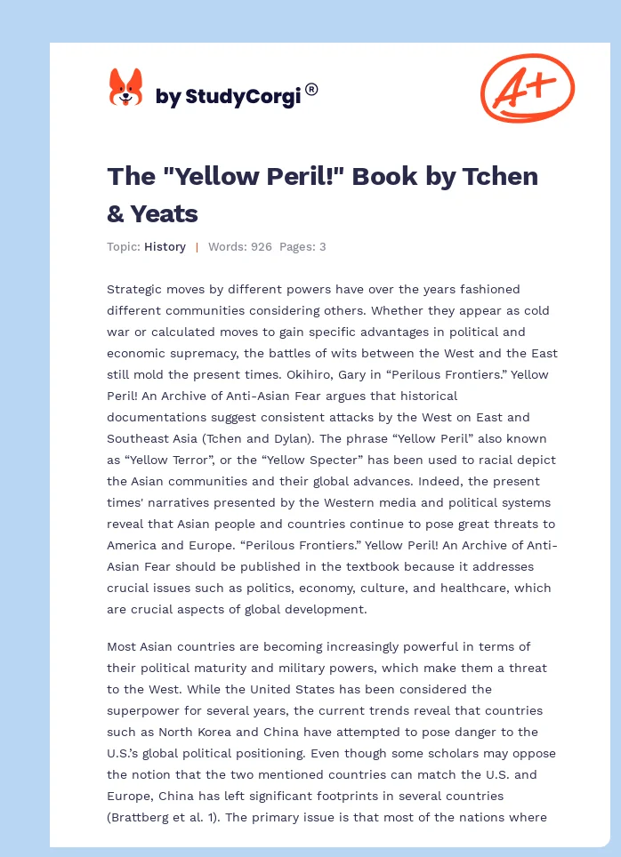 The "Yellow Peril!" Book by Tchen & Yeats. Page 1