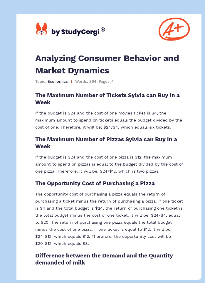 Analyzing Consumer Behavior and Market Dynamics. Page 1