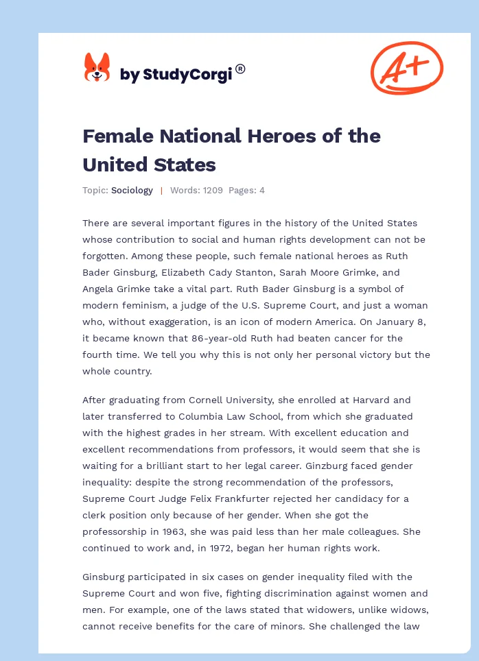 Female National Heroes of the United States. Page 1