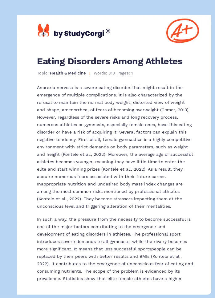 Eating Disorders Among Athletes. Page 1