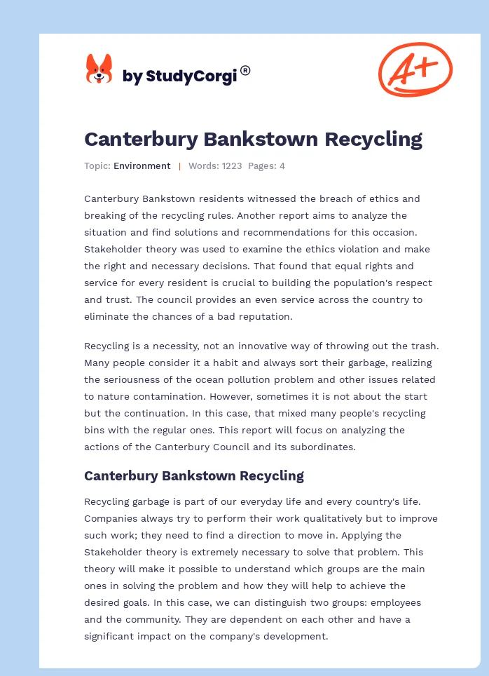 Canterbury Bankstown Recycling. Page 1