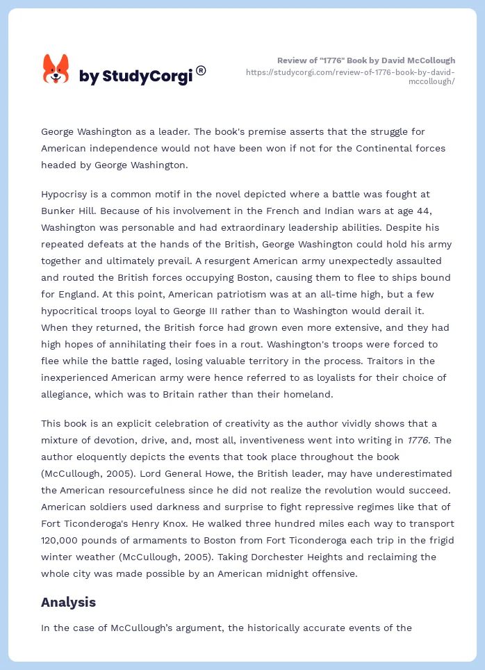 Review of "1776" Book by David McCollough. Page 2