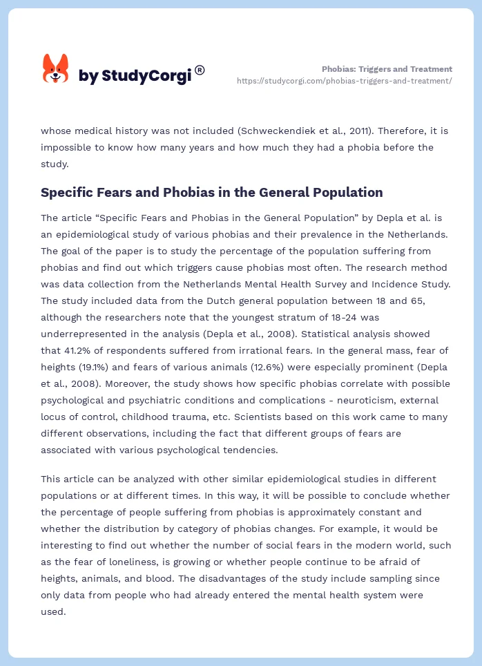 Phobias: Triggers and Treatment. Page 2