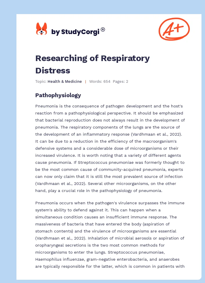 Researching of Respiratory Distress. Page 1