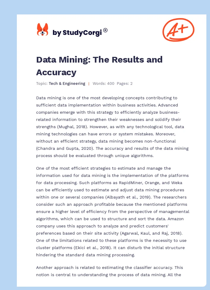 Data Mining: The Results and Accuracy. Page 1