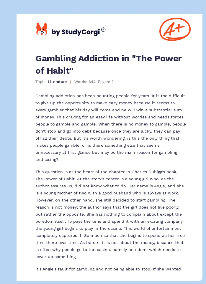 Gambling Addiction in "The Power of Habit". Page 1
