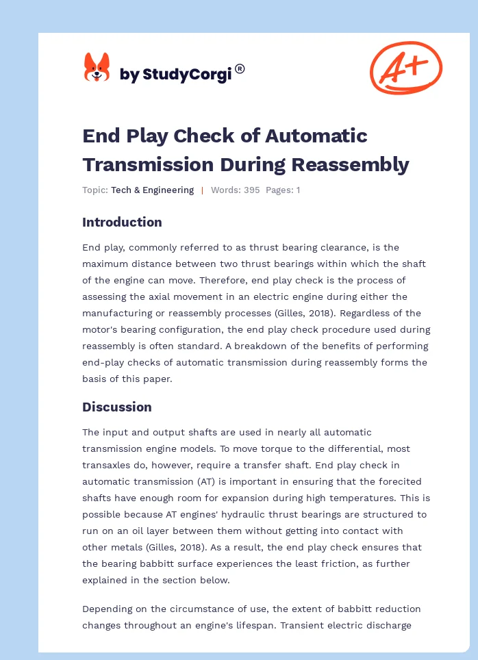 End Play Check of Automatic Transmission During Reassembly. Page 1