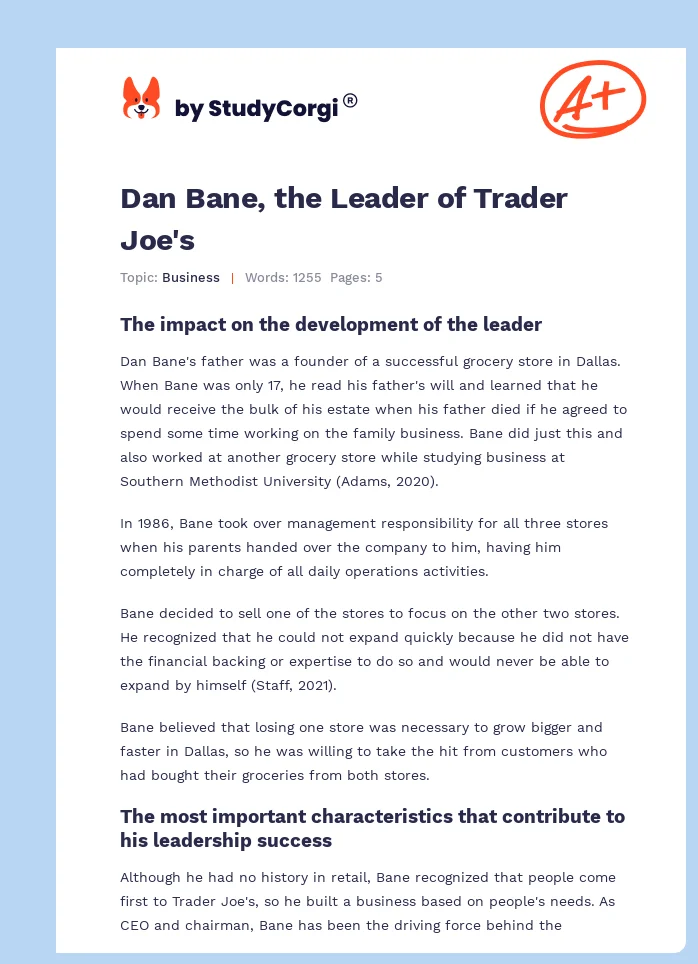 Dan Bane, the Leader of Trader Joe's. Page 1