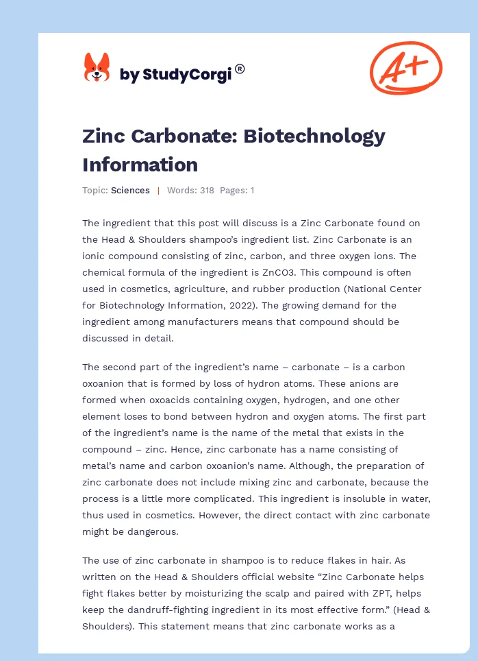 Zinc Carbonate: Biotechnology Information. Page 1