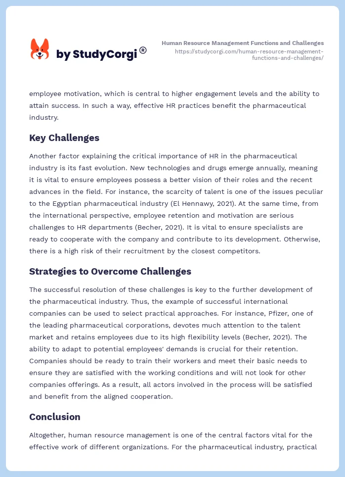 Human Resource Management Functions and Challenges. Page 2