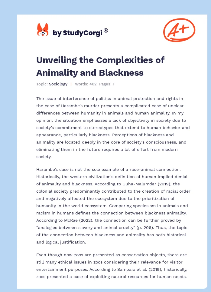 Unveiling the Complexities of Animality and Blackness. Page 1