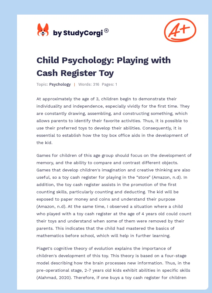 Child Psychology: Playing with Cash Register Toy. Page 1