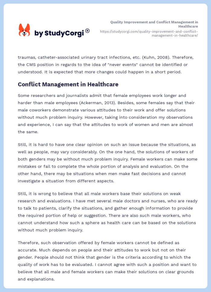 Quality Improvement and Conflict Management in Healthcare. Page 2