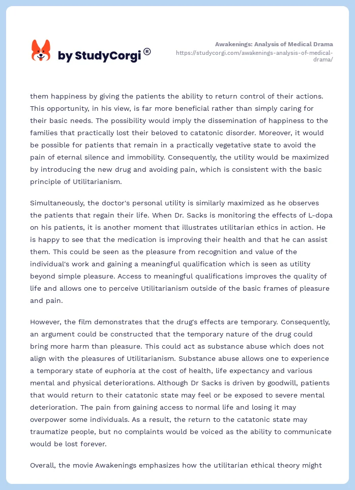 Awakenings: Analysis of Medical Drama. Page 2