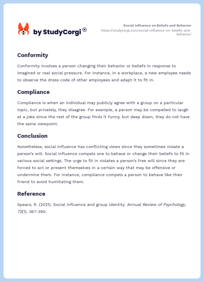 Social Influence on Beliefs and Behavior. Page 2