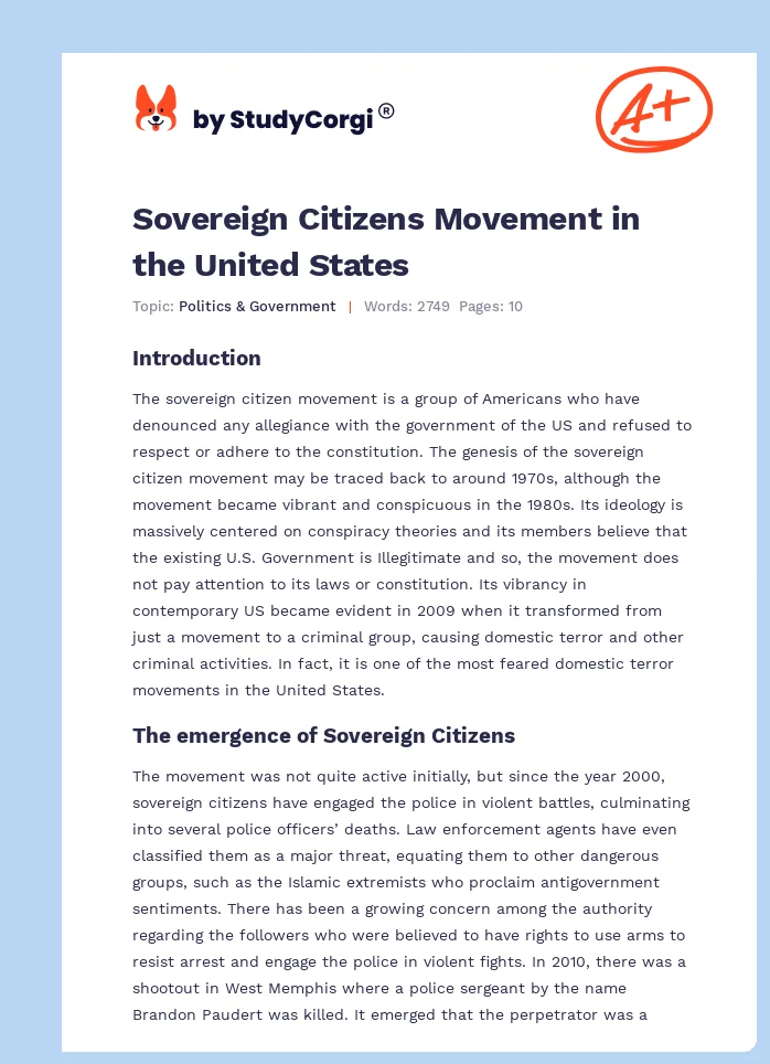 Sovereign Citizens Movement in the United States. Page 1