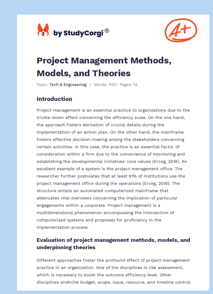Project Management Methods, Models, and Theories. Page 1