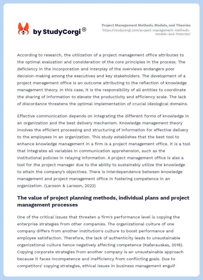 Project Management Methods, Models, and Theories. Page 2