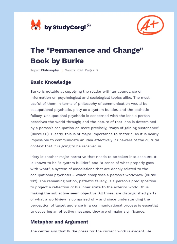 The "Permanence and Change" Book by Burke. Page 1