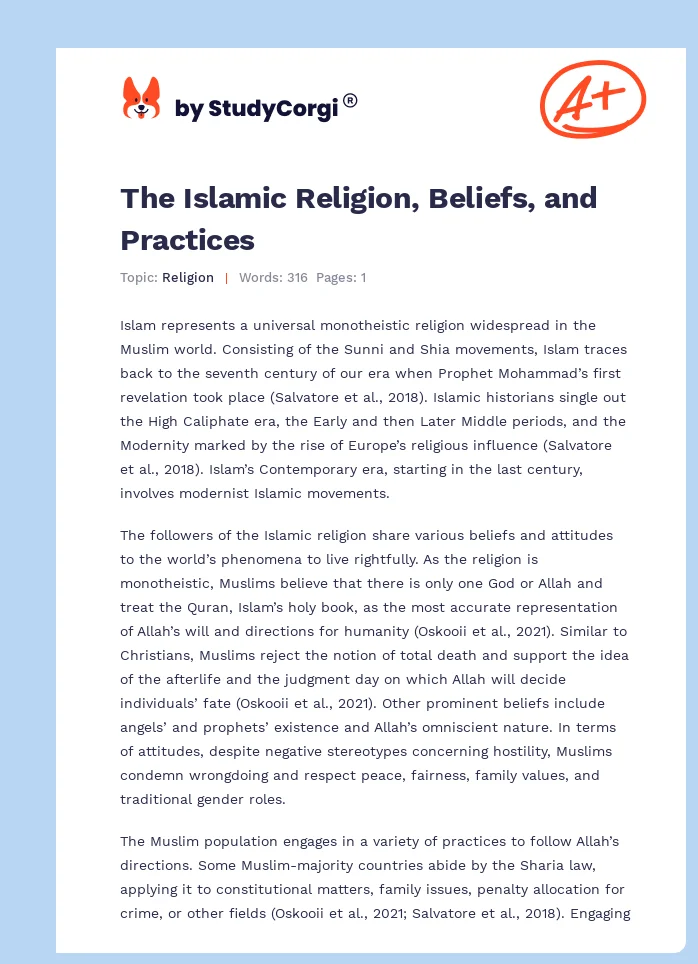 The Islamic Religion, Beliefs, and Practices. Page 1