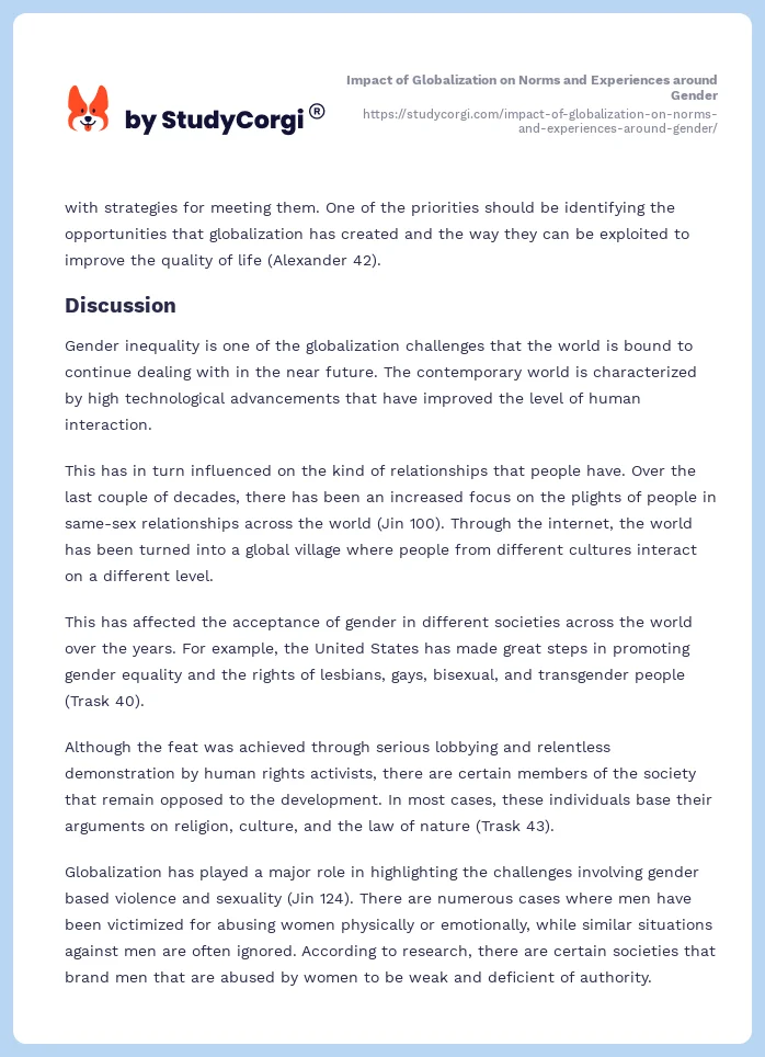 Impact of Globalization on Norms and Experiences around Gender. Page 2