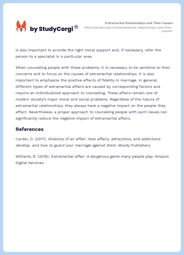 Extramarital Relationships and Their Causes. Page 2