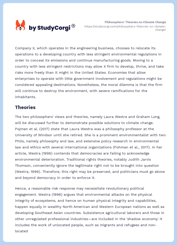 Philosophers' Theories on Climate Change. Page 2