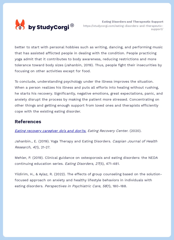 Eating Disorders and Therapeutic Support. Page 2
