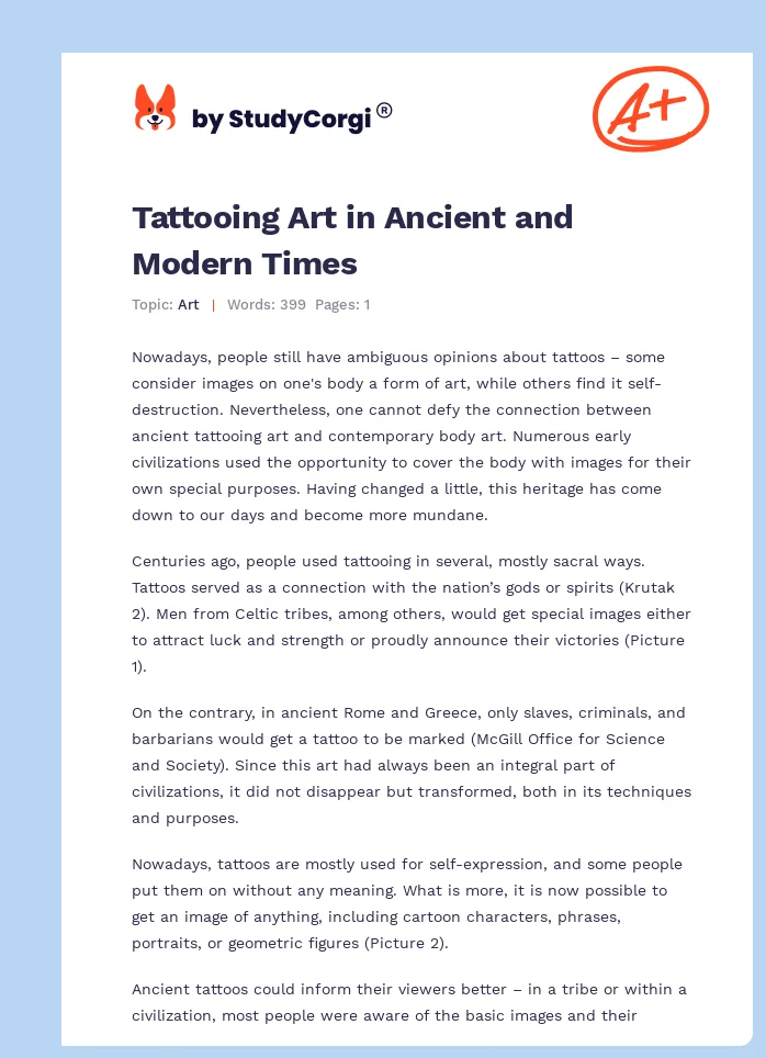 Tattooing Art in Ancient and Modern Times. Page 1
