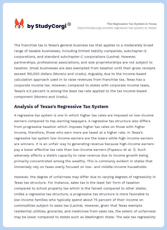 The Regressive Tax System in Texas. Page 2