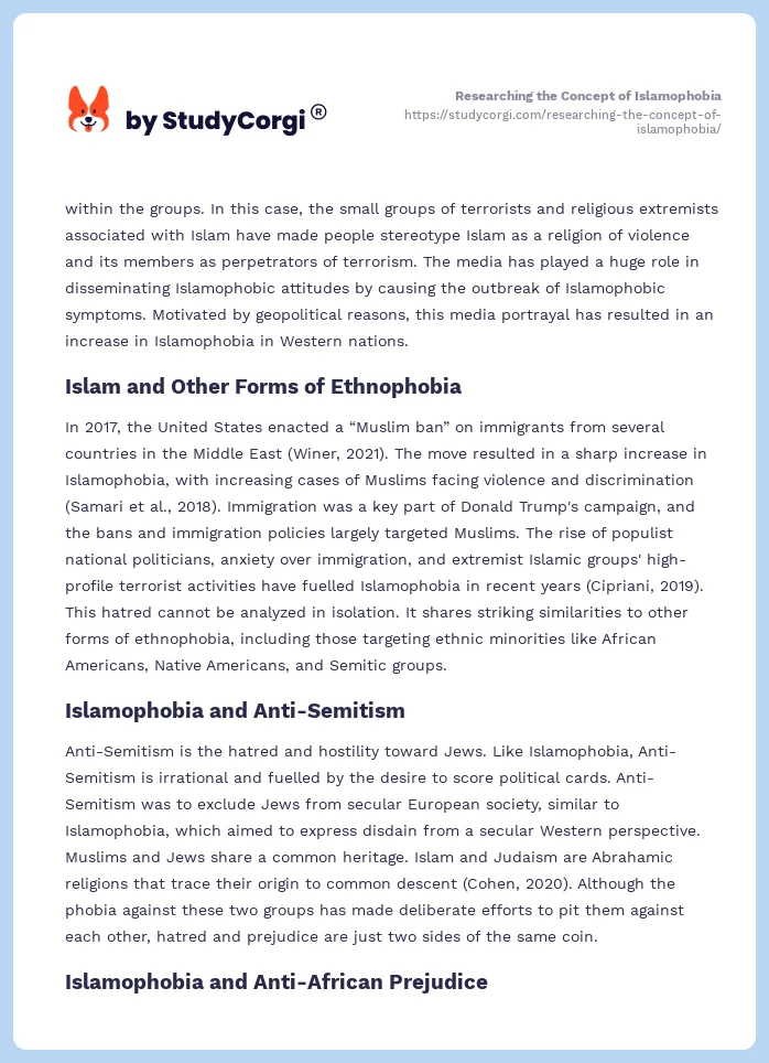Researching the Concept of Islamophobia. Page 2