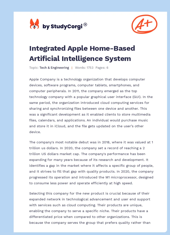 Integrated Apple Home-Based Artificial Intelligence System. Page 1