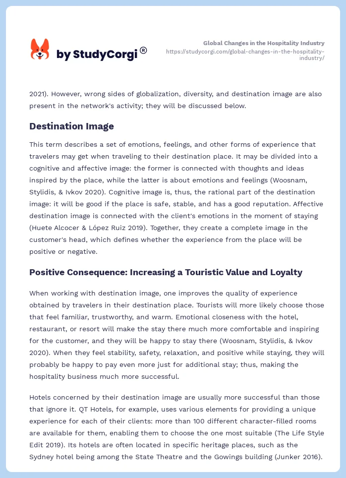 Global Changes in the Hospitality Industry. Page 2
