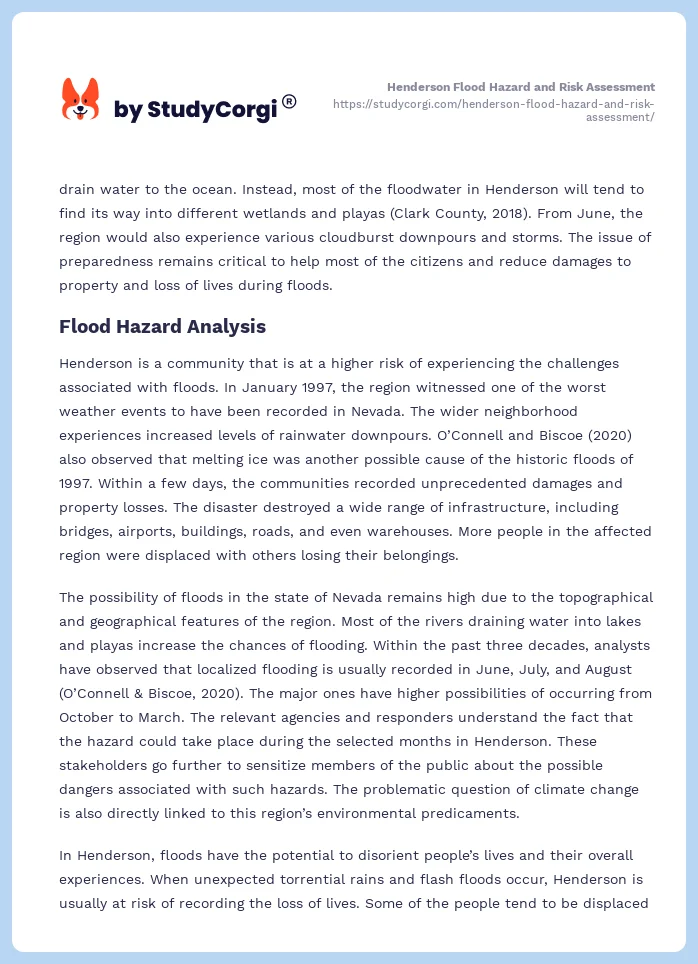 Henderson Flood Hazard and Risk Assessment. Page 2