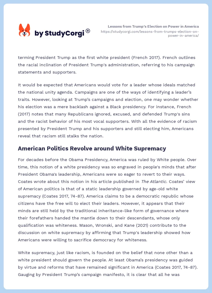 Lessons from Trump’s Election on Power in America. Page 2