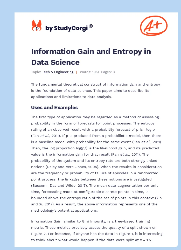 Information Gain and Entropy in Data Science. Page 1