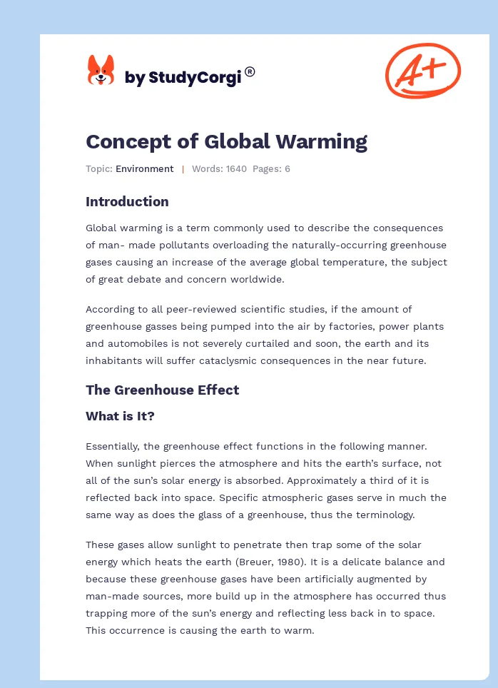 Concept of Global Warming. Page 1