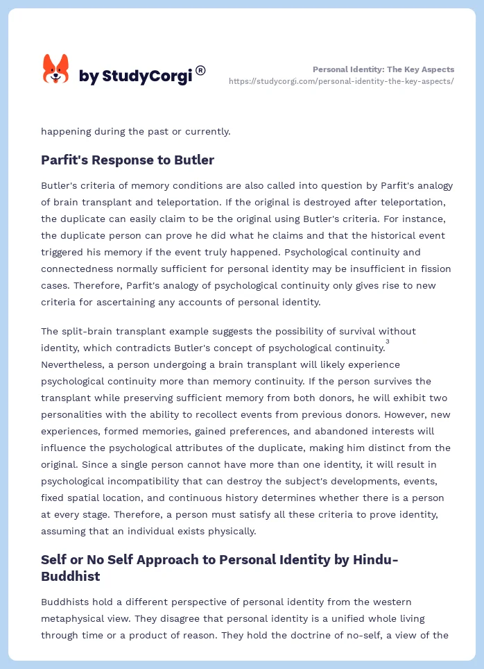 Personal Identity: The Key Aspects. Page 2