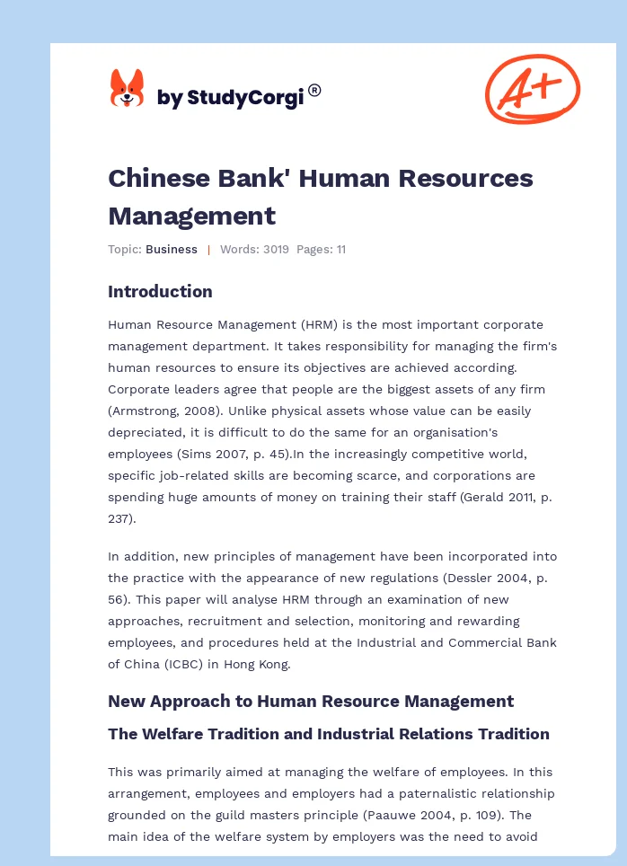 Chinese Bank' Human Resources Management. Page 1