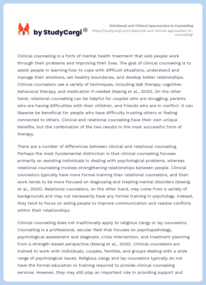 Relational and Clinical Approaches to Counseling. Page 2