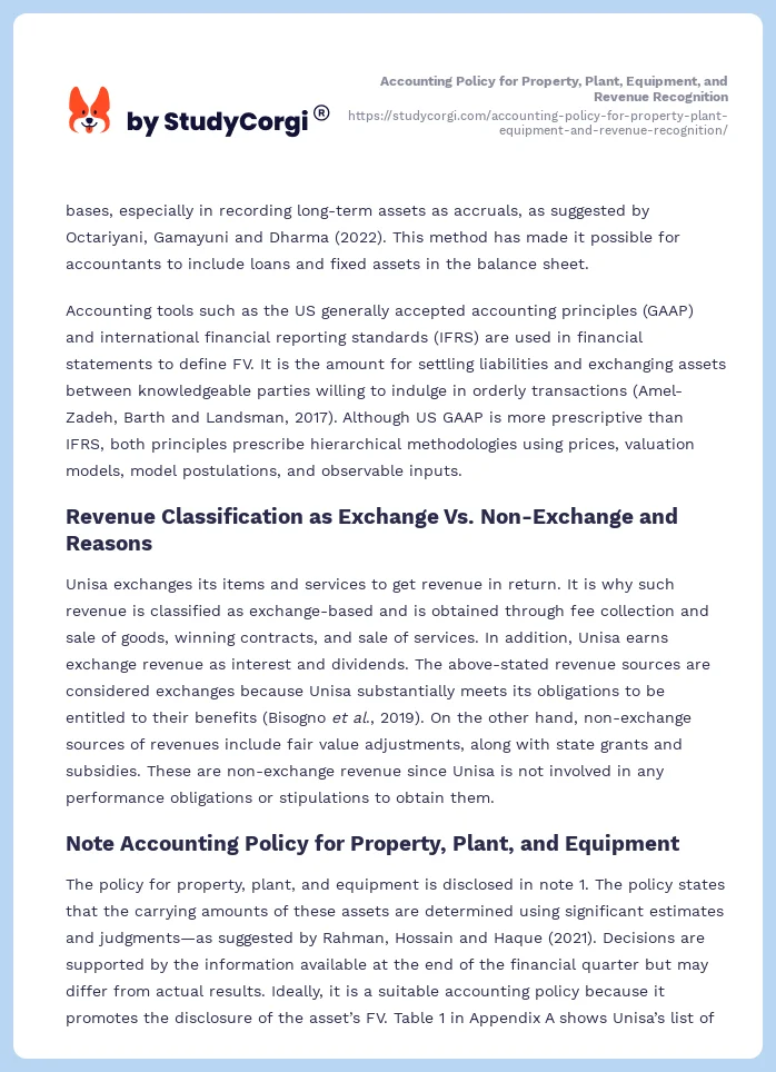Accounting Policy for Property, Plant, Equipment, and Revenue Recognition. Page 2