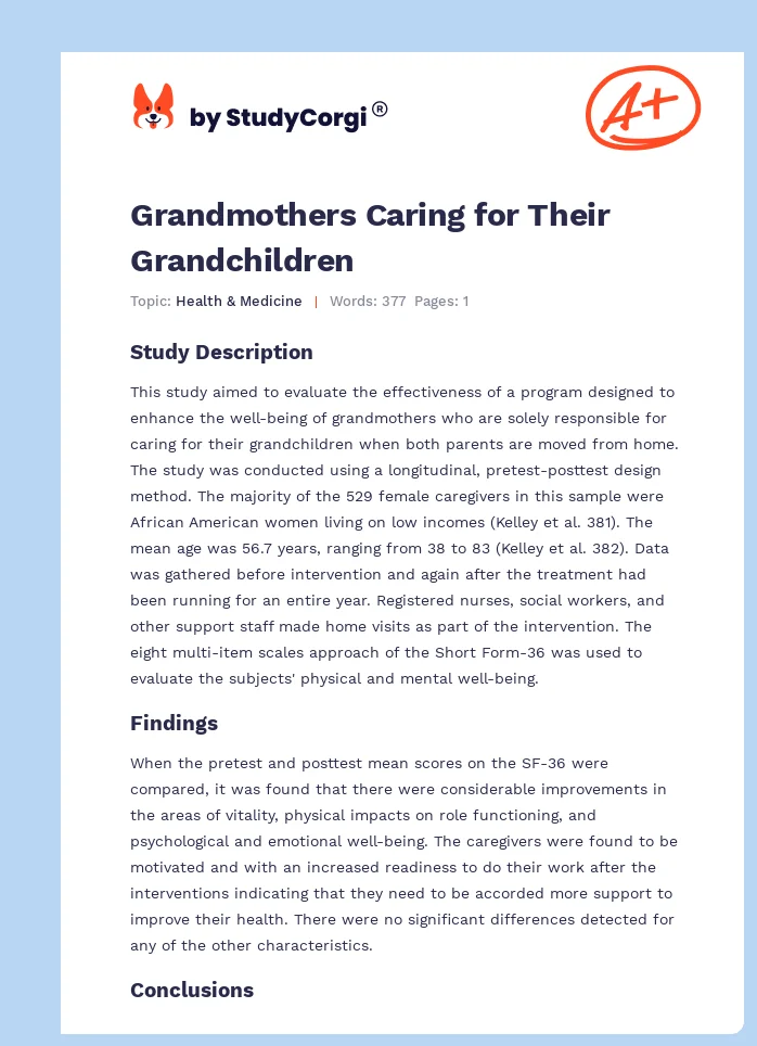 Grandmothers Caring for Their Grandchildren. Page 1