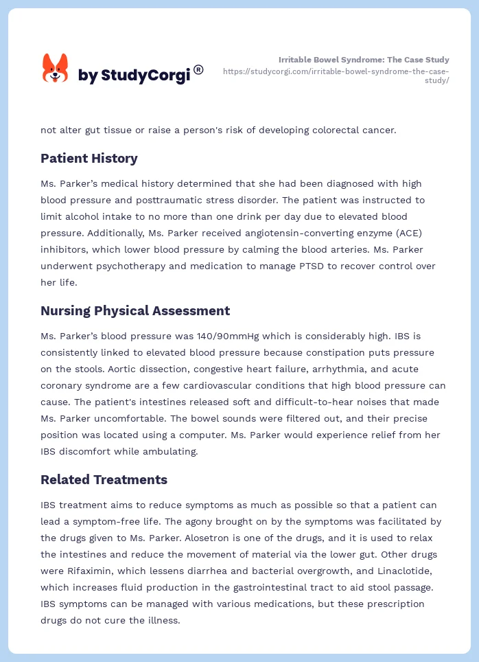 Irritable Bowel Syndrome: The Case Study. Page 2