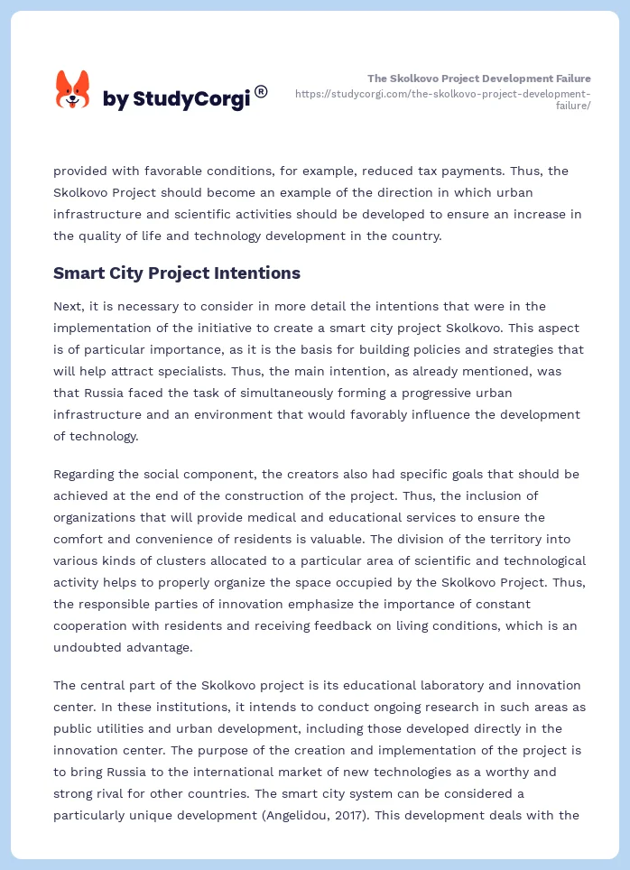 The Skolkovo Project Development Failure. Page 2