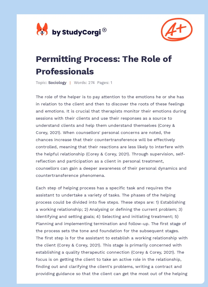 Permitting Process: The Role of Professionals. Page 1