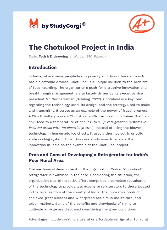 The Chotukool Project in India. Page 1