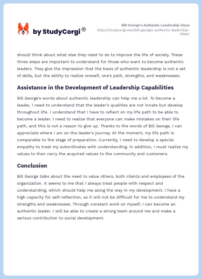 Bill George's Authentic Leadership Ideas. Page 2