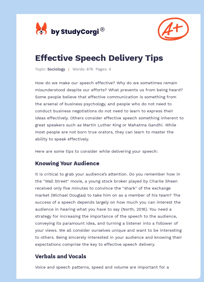 Effective Speech Delivery Tips. Page 1