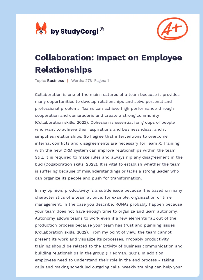 Collaboration: Impact on Employee Relationships. Page 1